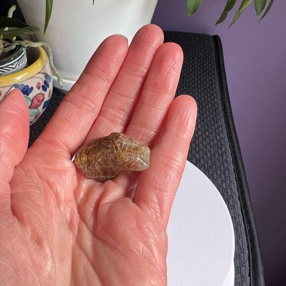 Golden Rutilated Quartz Crystal Freeform (#8) - Picture 2 of 10